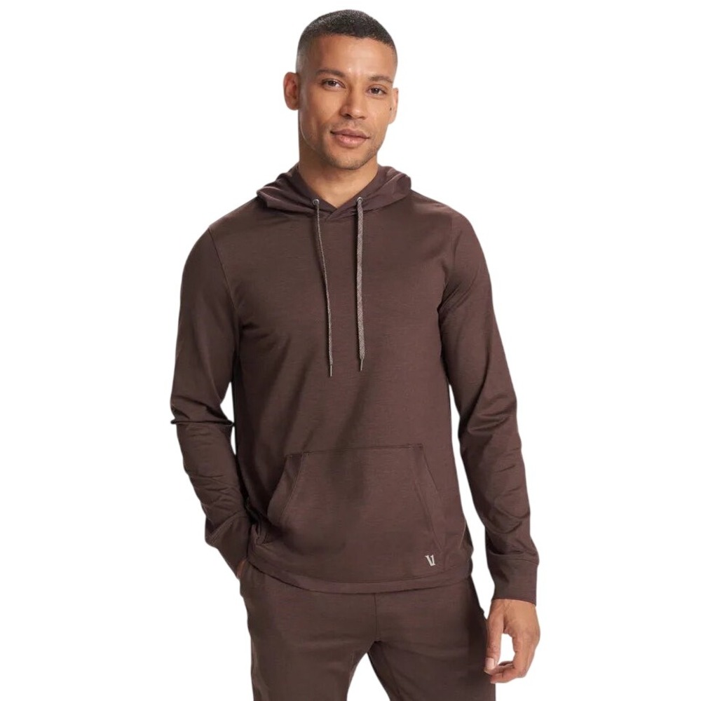 Vuori M Brown Sunday Element Hoodie Performance Knit Pullover Workout